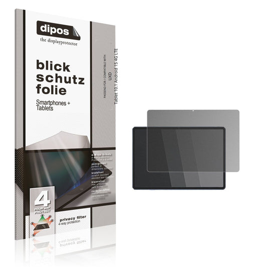Blickschutzfolie von dipos passend für UXD Tablet 10.1 Android 15 4G LTE, präziser Zuschnitt und blasenfrei montiert