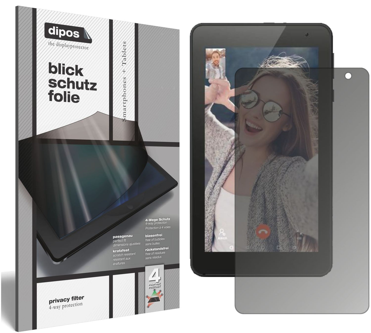 Blickschutzfolie von dipos passend für Vankyo MatrixPad Z1 7 Zoll, präziser Zuschnitt und blasenfrei montiert