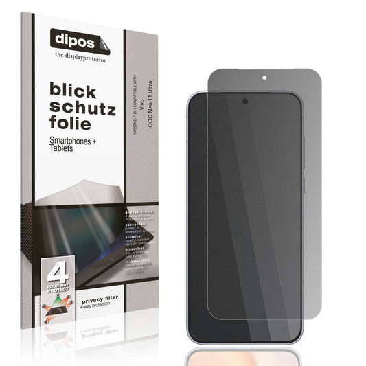 Blickschutzfolie von dipos passend für Vivo iQOO Neo 11 Ultra, präziser Zuschnitt und blasenfrei montiert