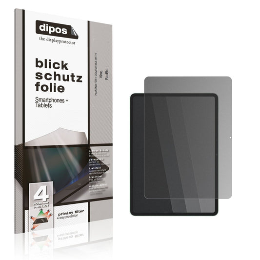 Blickschutzfolie von dipos passend für Vivo Pad5c, präziser Zuschnitt und blasenfrei montiert