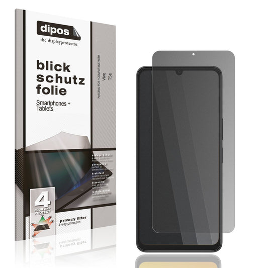 Blickschutzfolie von dipos passend für Vivo T5e, präziser Zuschnitt und blasenfrei montiert