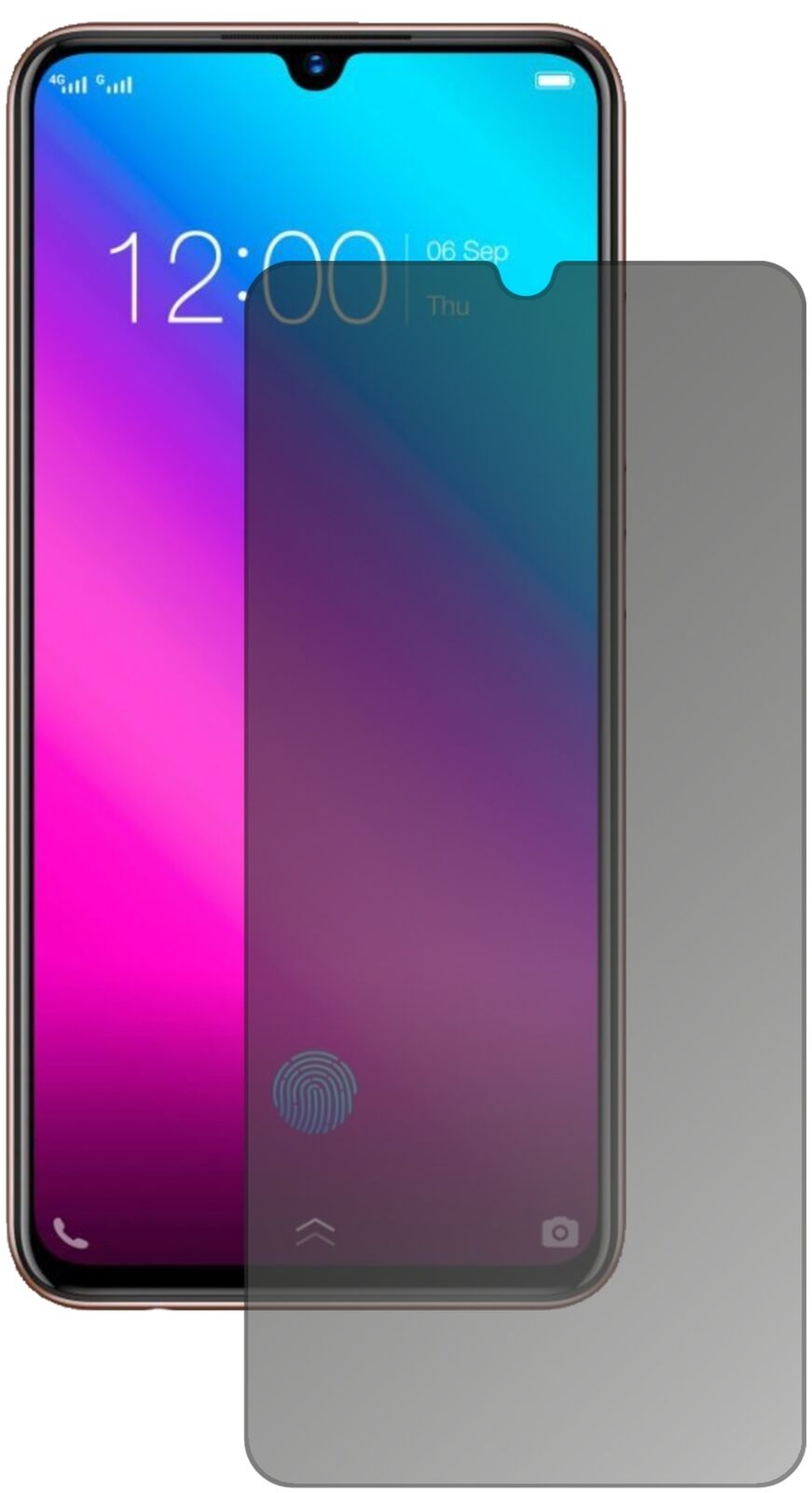 Blickschutzfolie von dipos passend für Vivo V11 Plus, präziser Zuschnitt und blasenfrei montiert