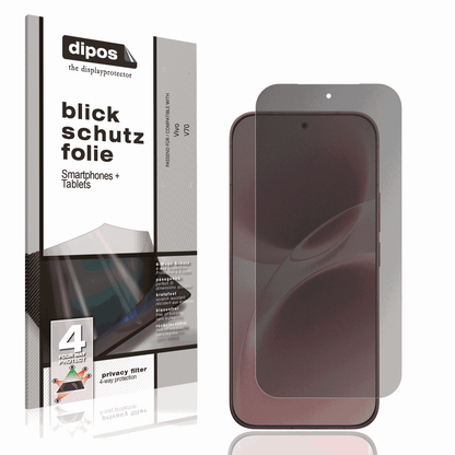 Blickschutzfolie von dipos passend für Vivo V70, präziser Zuschnitt und blasenfrei montiert