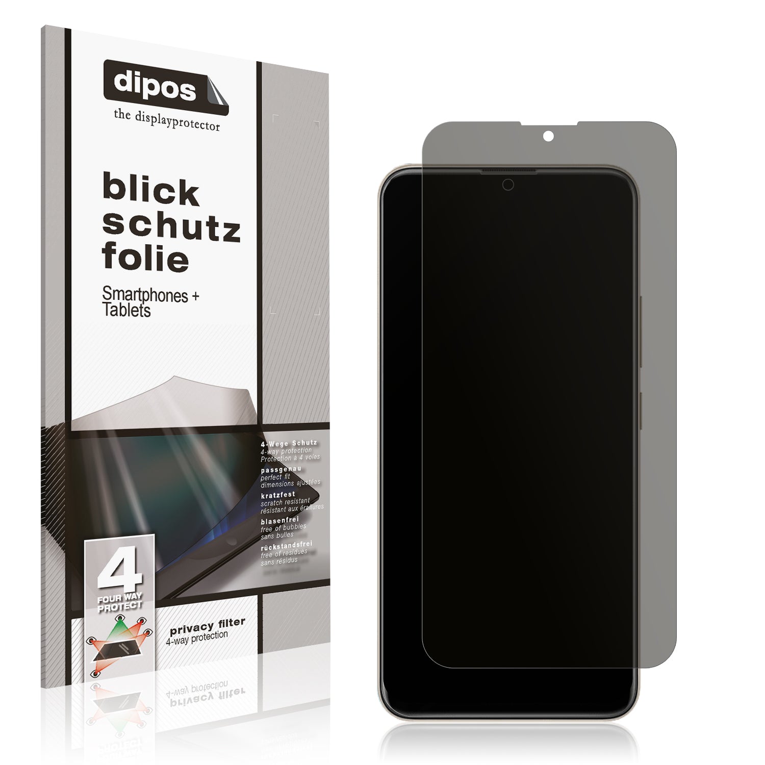 Blickschutzfolie von dipos passend für Vivo Y19 5G, präziser Zuschnitt und blasenfrei montiert