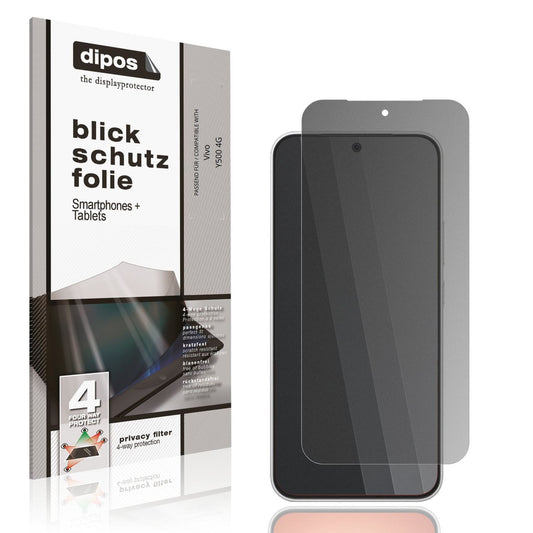 Blickschutzfolie von dipos passend für Vivo Y500 4G, präziser Zuschnitt und blasenfrei montiert