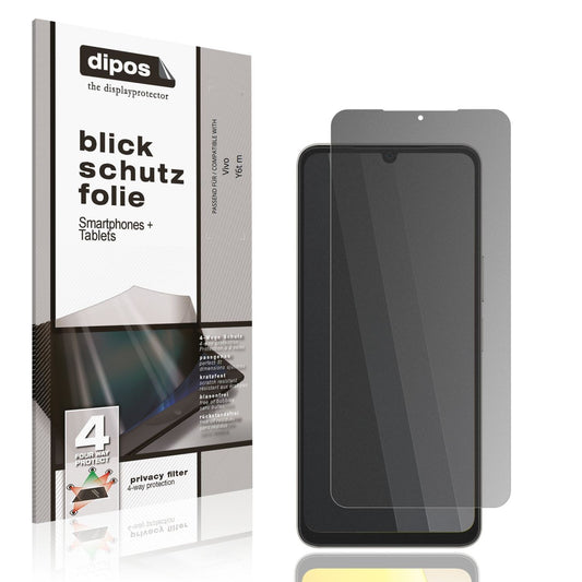 Blickschutzfolie von dipos passend für Vivo Y6t m, präziser Zuschnitt und blasenfrei montiert
