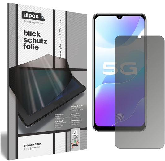 Blickschutzfolie von dipos passend für Vivo S7e 5G, präziser Zuschnitt und blasenfrei montiert