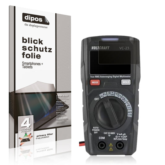 Blickschutzfolie von dipos passend für Voltcraft VC191, präziser Zuschnitt und blasenfrei montiert