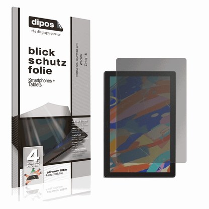 Blickschutzfolie von dipos passend für Wacom Cintiq 16, präziser Zuschnitt und blasenfrei montiert