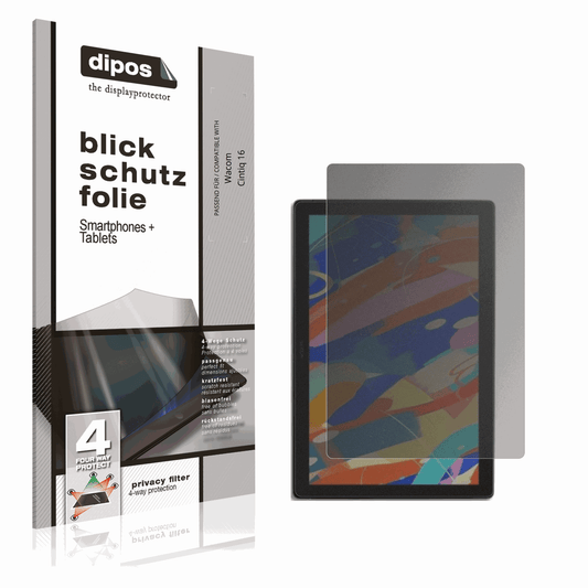 Blickschutzfolie von dipos passend für Wacom Cintiq 16, präziser Zuschnitt und blasenfrei montiert