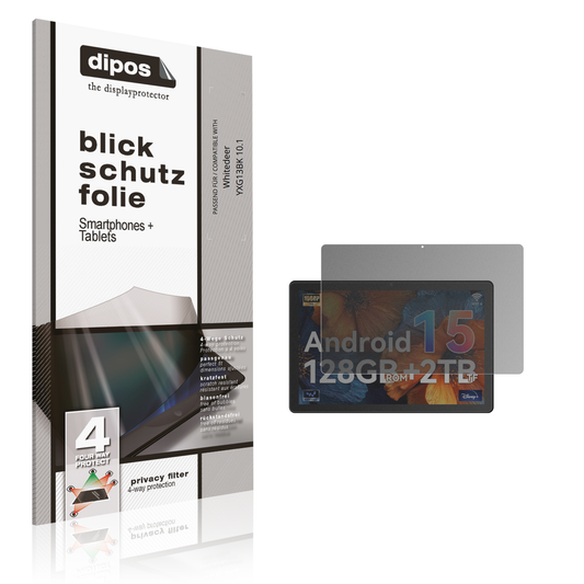 Blickschutzfolie von dipos passend für Whitedeer YXG13BK 10.1, präziser Zuschnitt und blasenfrei montiert
