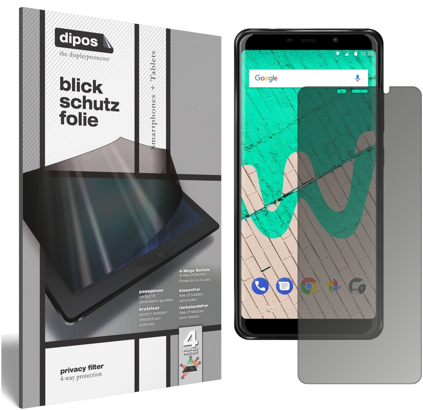 Blickschutzfolie von dipos passend für Wiko View Max, präziser Zuschnitt und blasenfrei montiert
