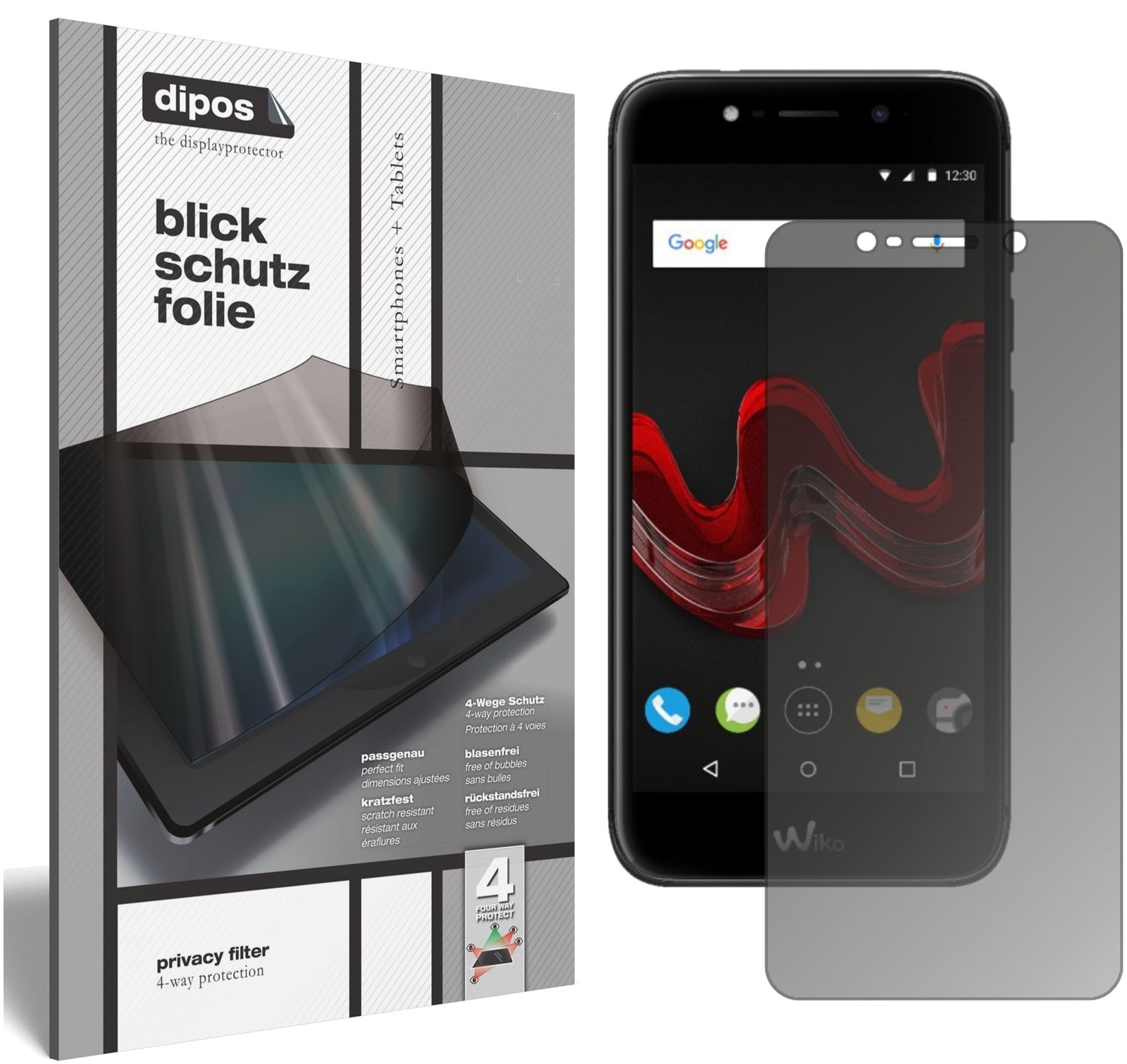 Blickschutzfolie von dipos passend für Wiko Wim Lite, präziser Zuschnitt und blasenfrei montiert