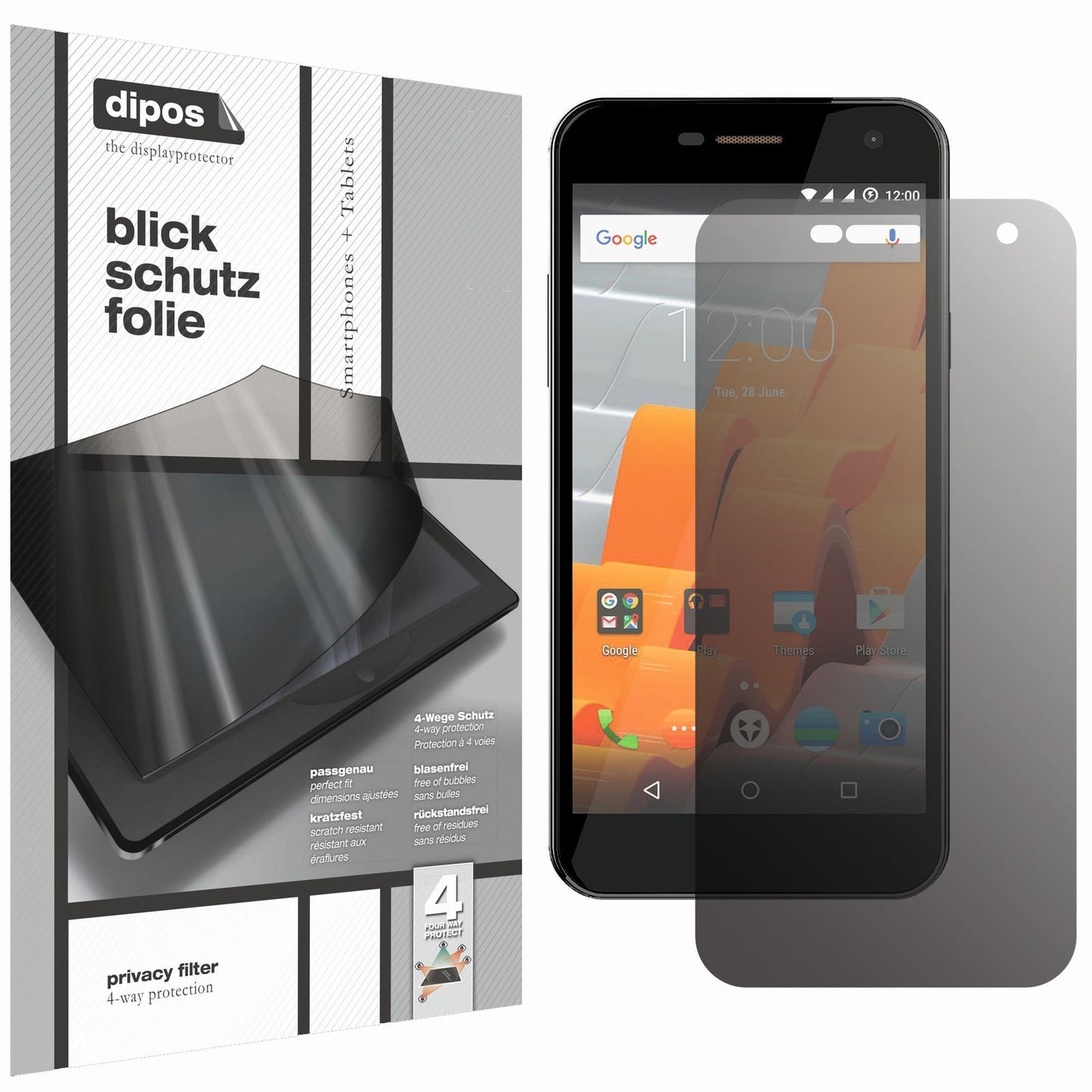 Blickschutzfolie von dipos passend für Wileyfox Spark, präziser Zuschnitt und blasenfrei montiert