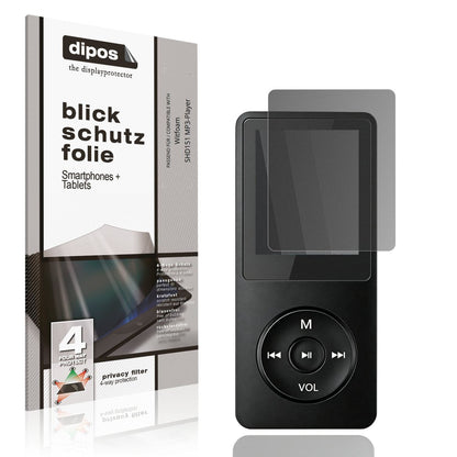 Blickschutzfolie von dipos passend für Witfoam SHD151 MP3-Player, präziser Zuschnitt und blasenfrei montiert