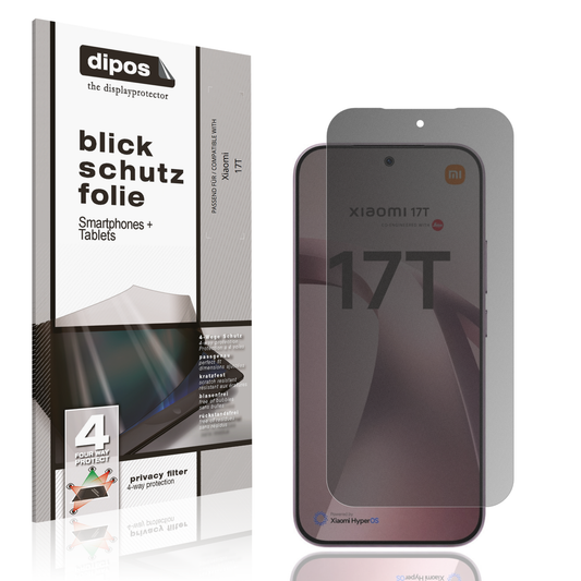 Blickschutzfolie von dipos passend für Xiaomi 17T, präziser Zuschnitt und blasenfrei montiert