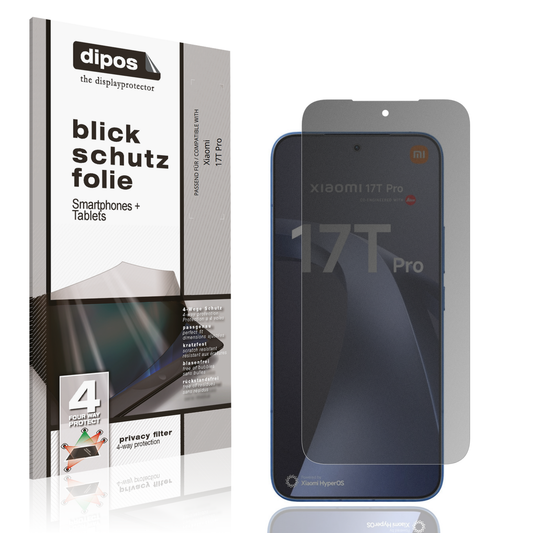 Blickschutzfolie von dipos passend für Xiaomi 17T Pro, präziser Zuschnitt und blasenfrei montiert