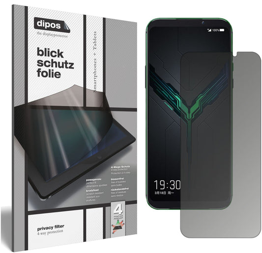 Blickschutzfolie von dipos passend für Xiaomi Black Shark 3S, präziser Zuschnitt und blasenfrei montiert