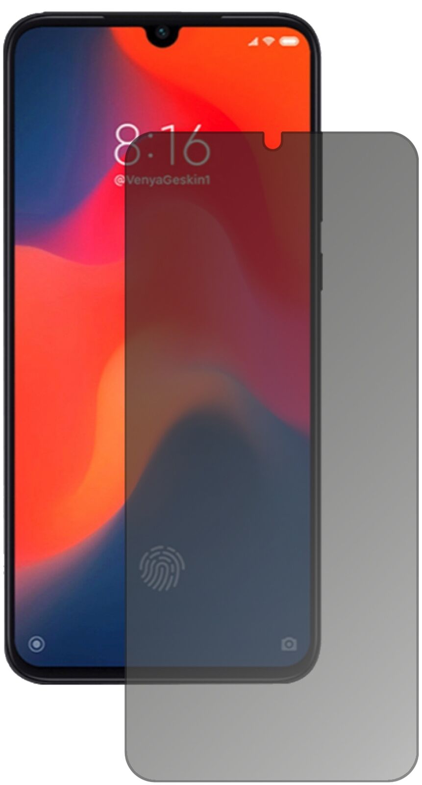 Blickschutzfolie von dipos passend für Xiaomi Mi 9, präziser Zuschnitt und blasenfrei montiert