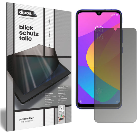 Blickschutzfolie von dipos passend für Xiaomi Mi A3, präziser Zuschnitt und blasenfrei montiert