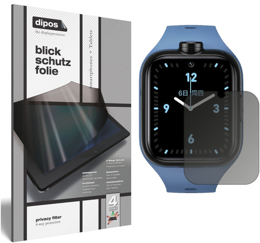 Blickschutzfolie von dipos passend für Xiaomi Mi Kids Watch 4, präziser Zuschnitt und blasenfrei montiert