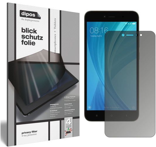 Blickschutzfolie von dipos passend für Xiaomi Note 5A Prime, präziser Zuschnitt und blasenfrei montiert