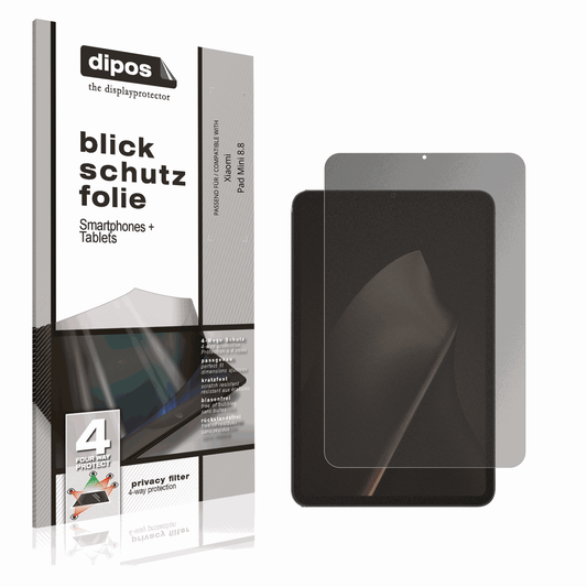 Blickschutzfolie von dipos passend für Xiaomi Pad Mini 8.8, präziser Zuschnitt und blasenfrei montiert