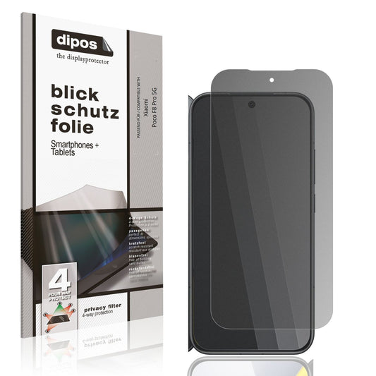 Blickschutzfolie von dipos passend für Xiaomi Poco F8 Pro 5G, präziser Zuschnitt und blasenfrei montiert