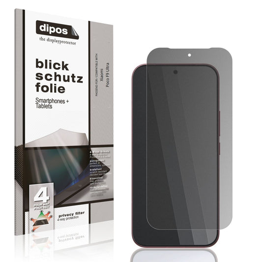 Blickschutzfolie von dipos passend für Xiaomi Poco F9 Ultra, präziser Zuschnitt und blasenfrei montiert