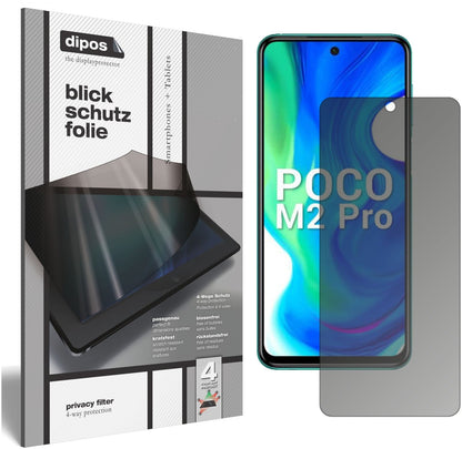 Blickschutzfolie von dipos passend für Xiaomi Poco M2 Pro, präziser Zuschnitt und blasenfrei montiert