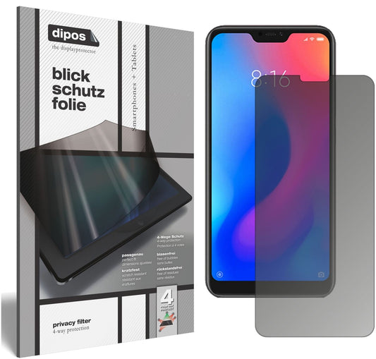 Blickschutzfolie von dipos passend für Xiaomi Redmi 6 Pro, präziser Zuschnitt und blasenfrei montiert