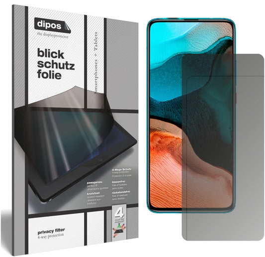 Blickschutzfolie von dipos passend für Xiaomi Redmi K30 Pro Zoom, präziser Zuschnitt und blasenfrei montiert