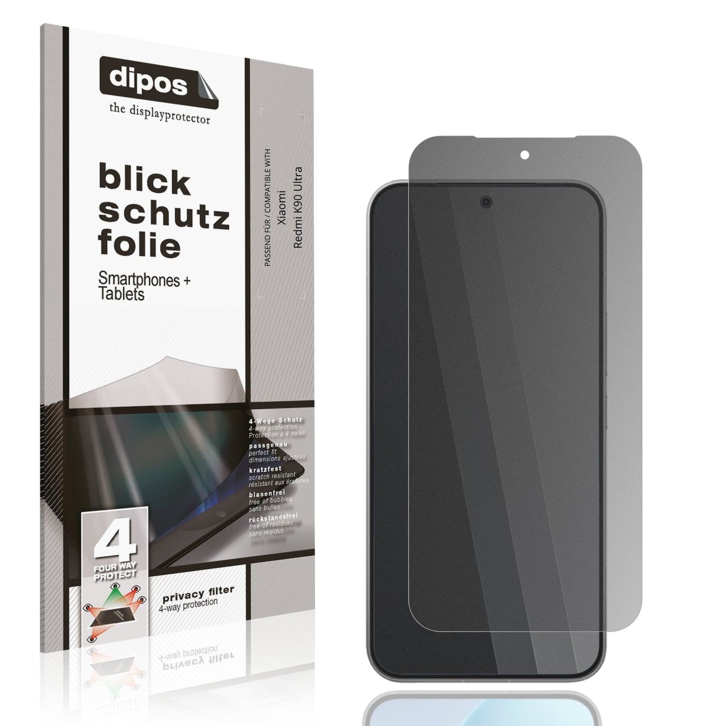 Blickschutzfolie von dipos passend für Xiaomi Redmi K90 Ultra, präziser Zuschnitt und blasenfrei montiert