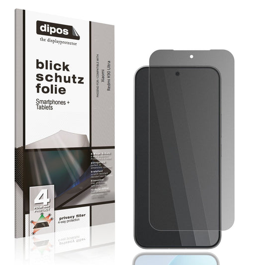 Blickschutzfolie von dipos passend für Xiaomi Redmi K90 Ultra, präziser Zuschnitt und blasenfrei montiert