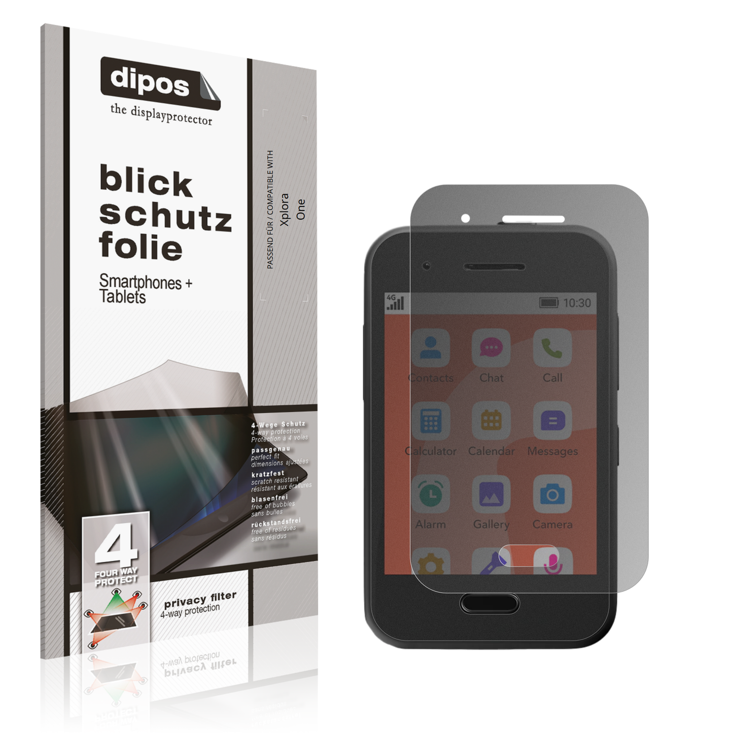 Blickschutzfolie von dipos passend für Xplora One, präziser Zuschnitt und blasenfrei montiert