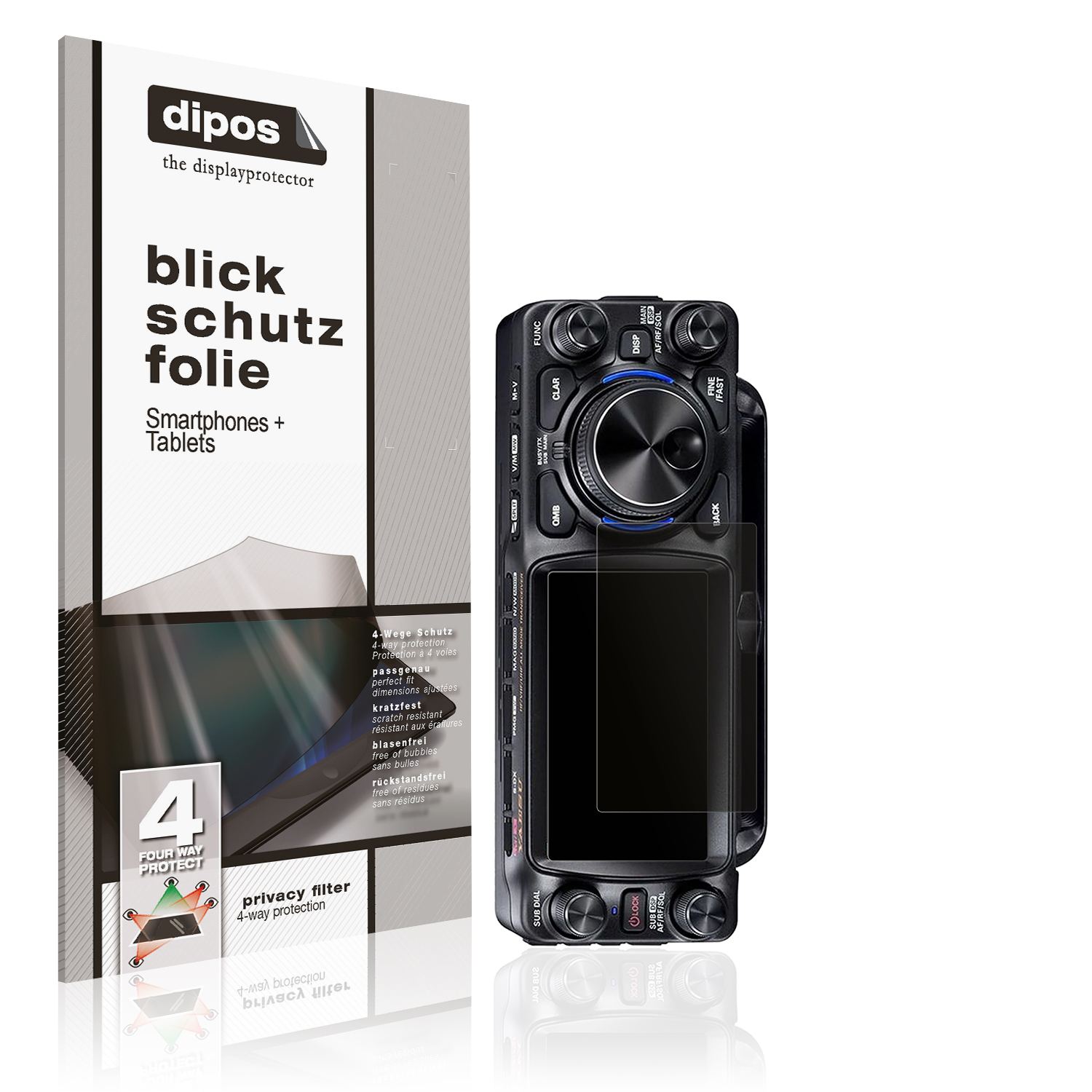 Blickschutzfolie von dipos passend für Yeasu FTX-1, präziser Zuschnitt und blasenfrei montiert
