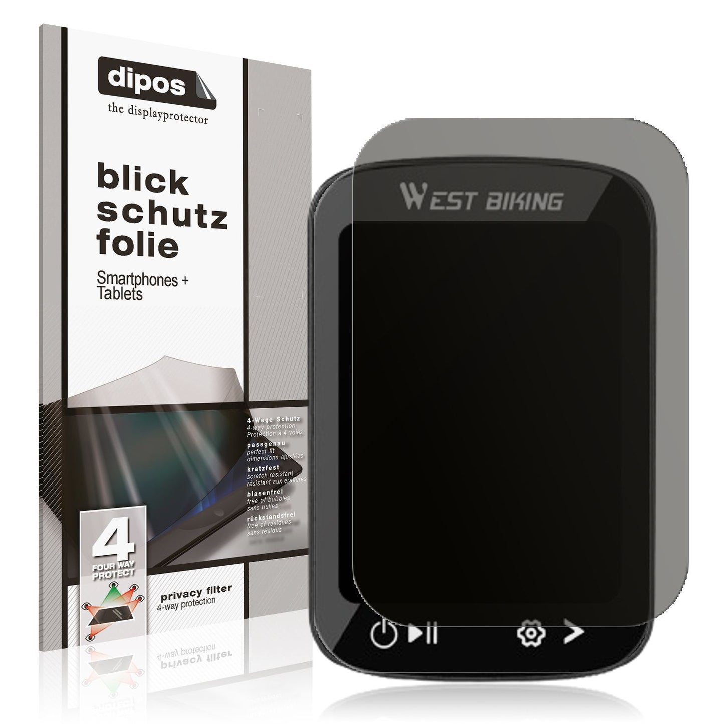 Blickschutzfolie von dipos passend für Yongness Bike Computer, präziser Zuschnitt und blasenfrei montiert