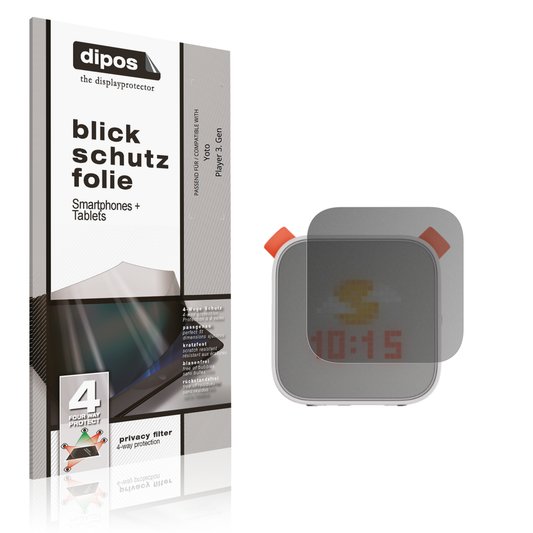 Blickschutzfolie von dipos passend für Yoto Player 3. Gen, präziser Zuschnitt und blasenfrei montiert