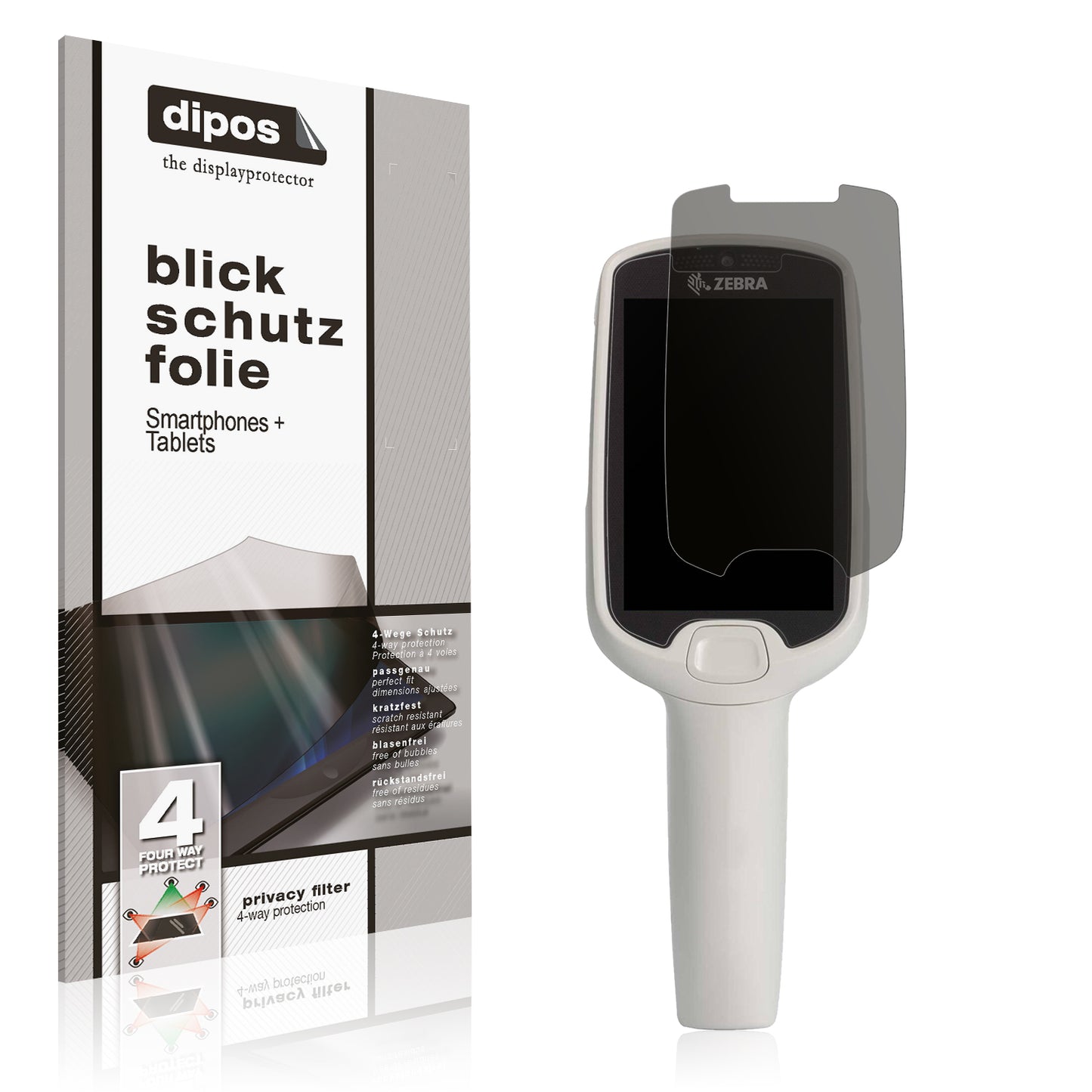 Blickschutzfolie von dipos passend für Zebra PS20, präziser Zuschnitt und blasenfrei montiert