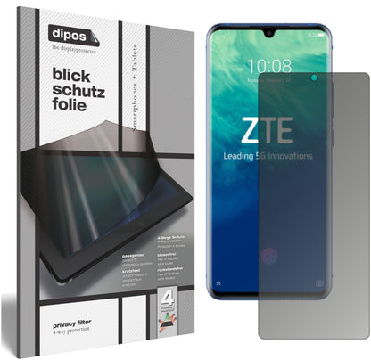Blickschutzfolie von dipos passend für ZTE Axon 10s Pro, präziser Zuschnitt und blasenfrei montiert
