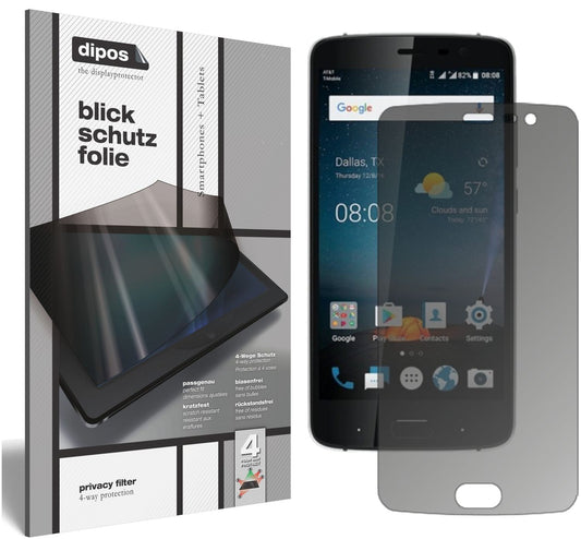 Blickschutzfolie von dipos passend für ZTE Blade V8 Pro, präziser Zuschnitt und blasenfrei montiert