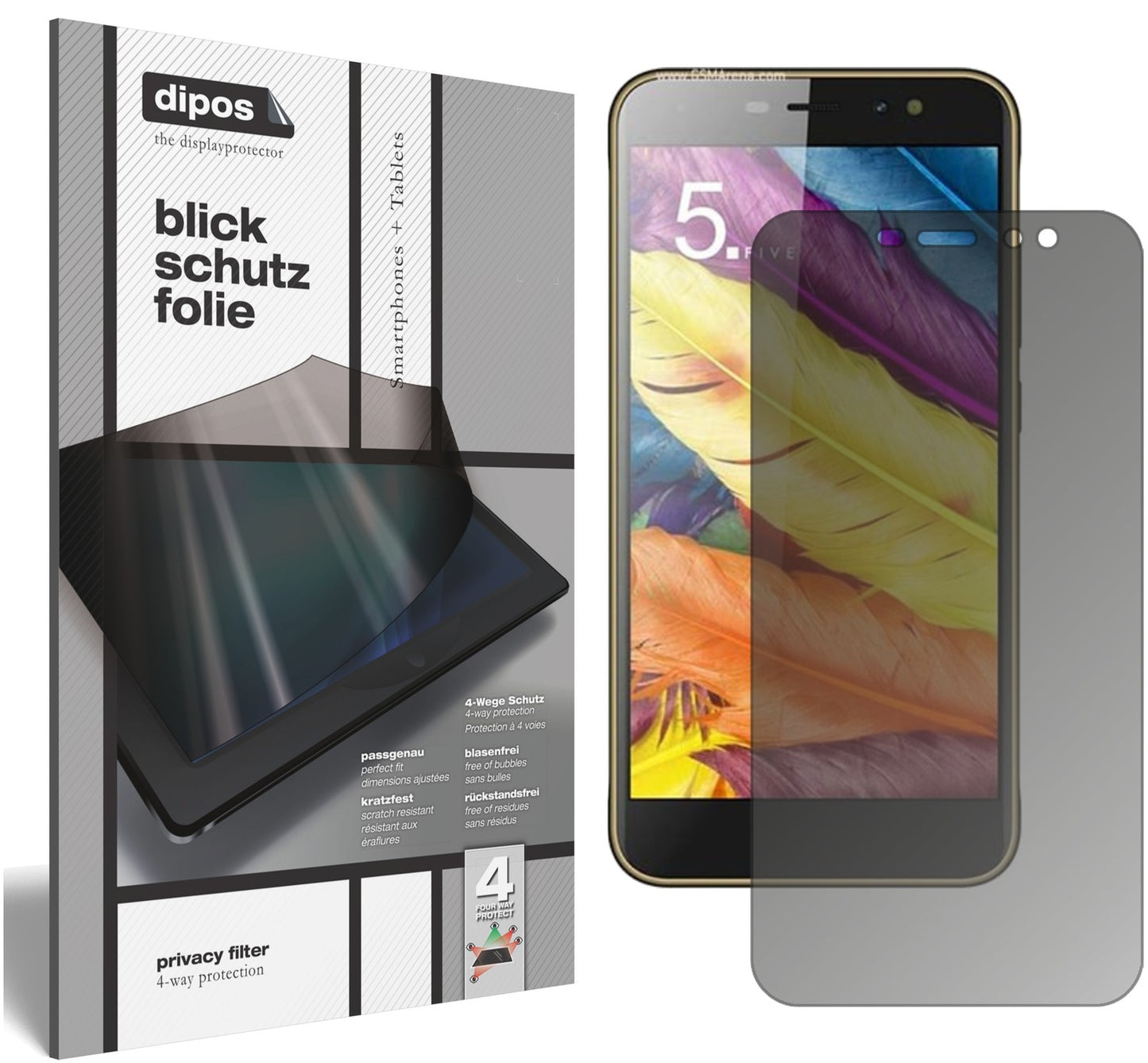Blickschutzfolie von dipos passend für ZTE Nubia N1 Lite, präziser Zuschnitt und blasenfrei montiert