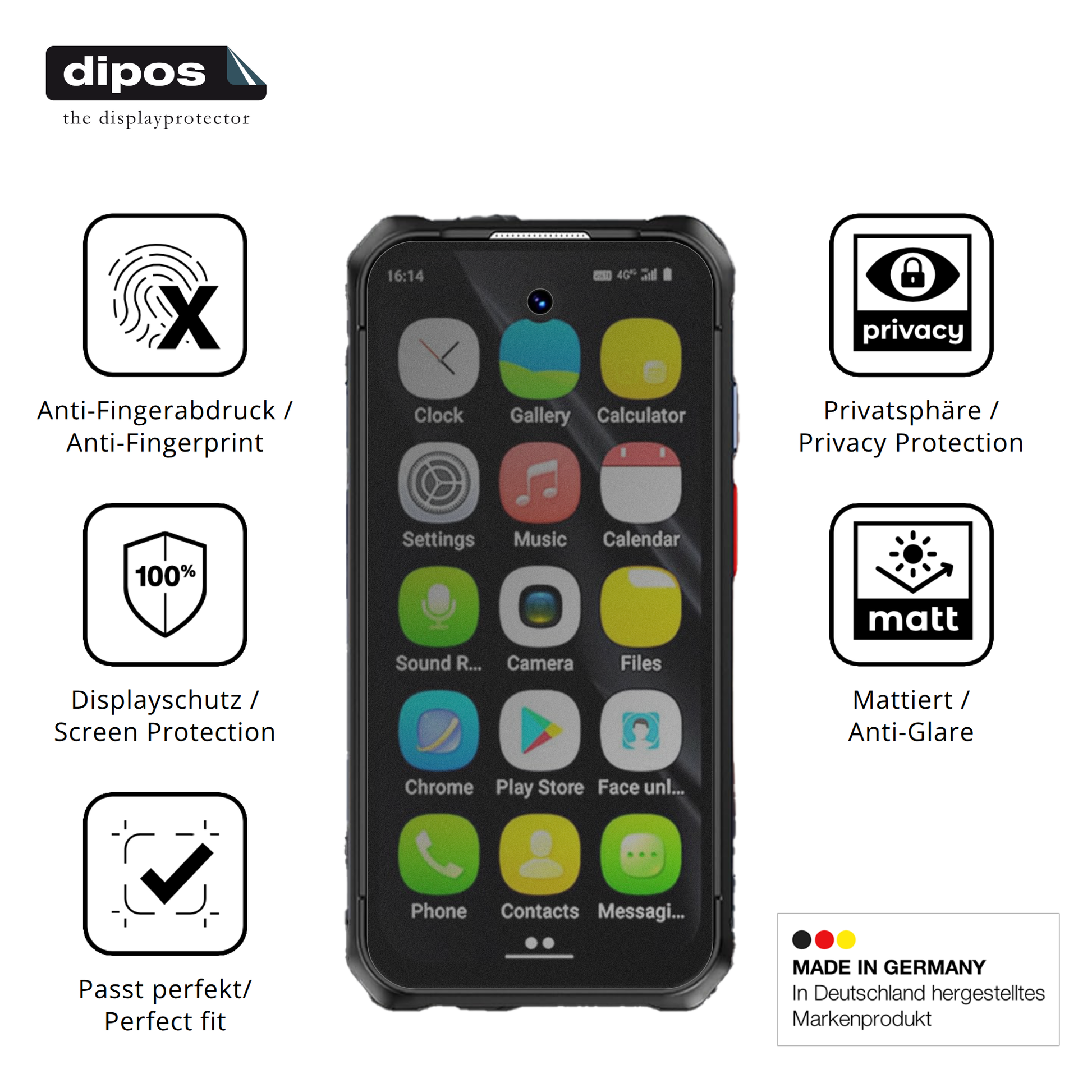 Privatsphäre-Schutz durch Sichtschutz-Folie passend zugeschnitten für BLKE Max Mini-Smartphone 3.7 Zoll