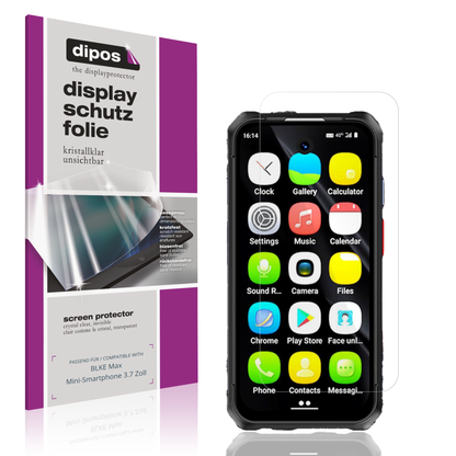 Klare Displayschutzfolie von dipos passend für BLKE Max Mini-Smartphone 3.7 Zoll, präziser Zuschnitt und blasenfrei montiert