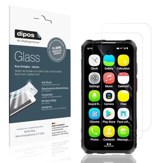 Klare Displayschutzfolie von dipos passend für BLKE Max Mini-Smartphone 3.7 Zoll, 9H kratzfest und blasenfrei montiert