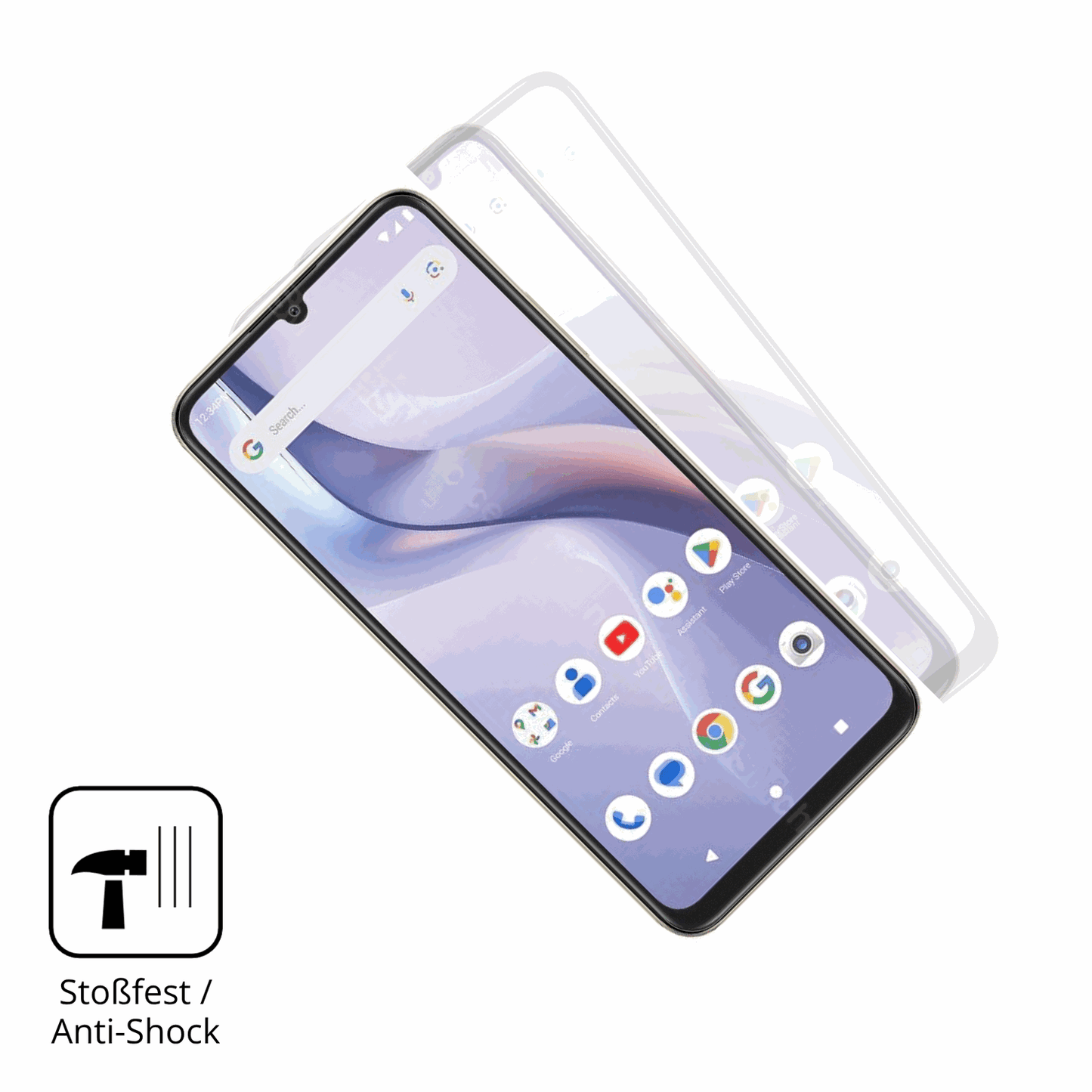 Schutz gegen Kratzer auf dem BLU Bold K12 Glas durch Schlüssel, Stöße gegen die Tischkante oder Stürze