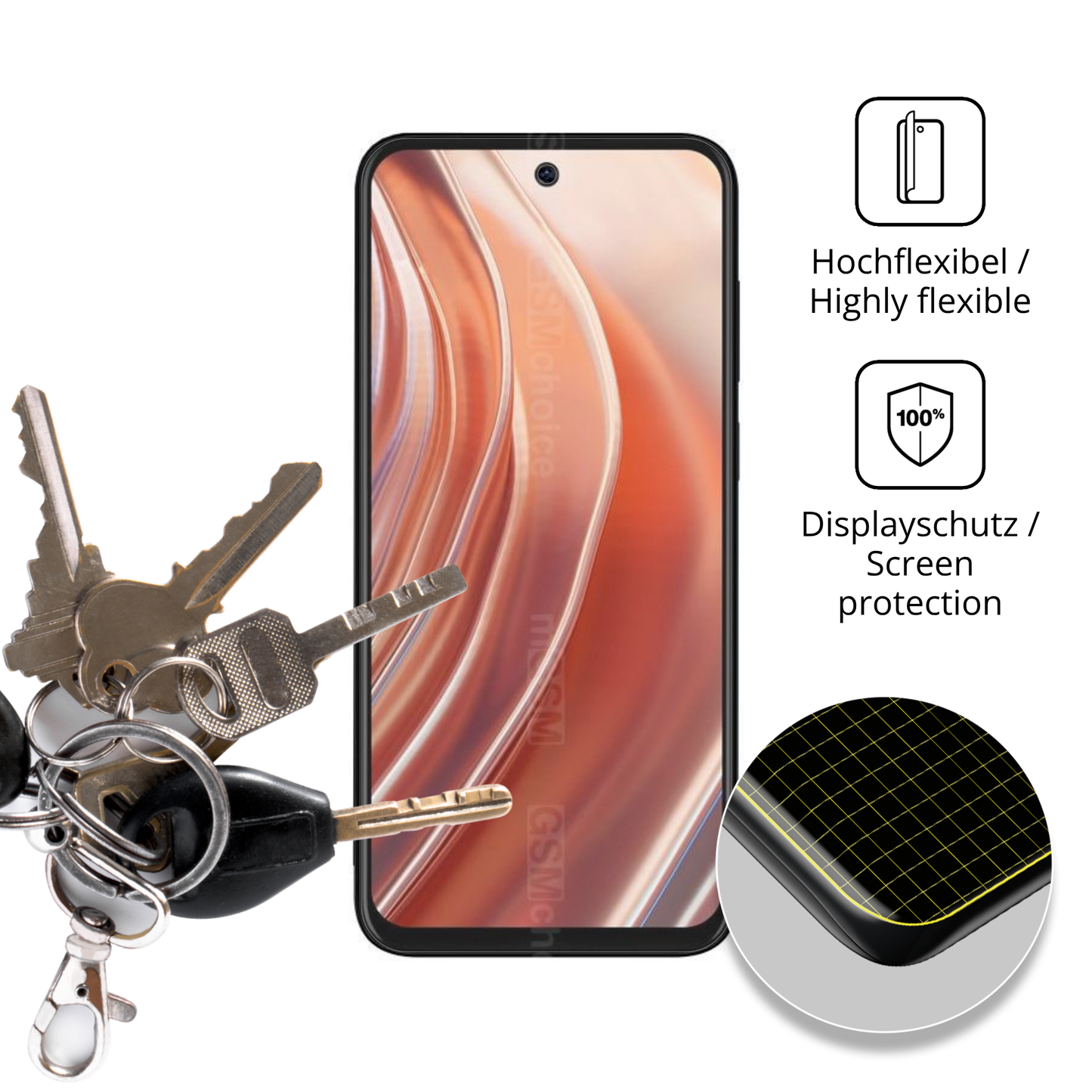 dipos Displayschutz für BLU G45, transparente Oberfläche, perfekte Passform auch für die Rundungen