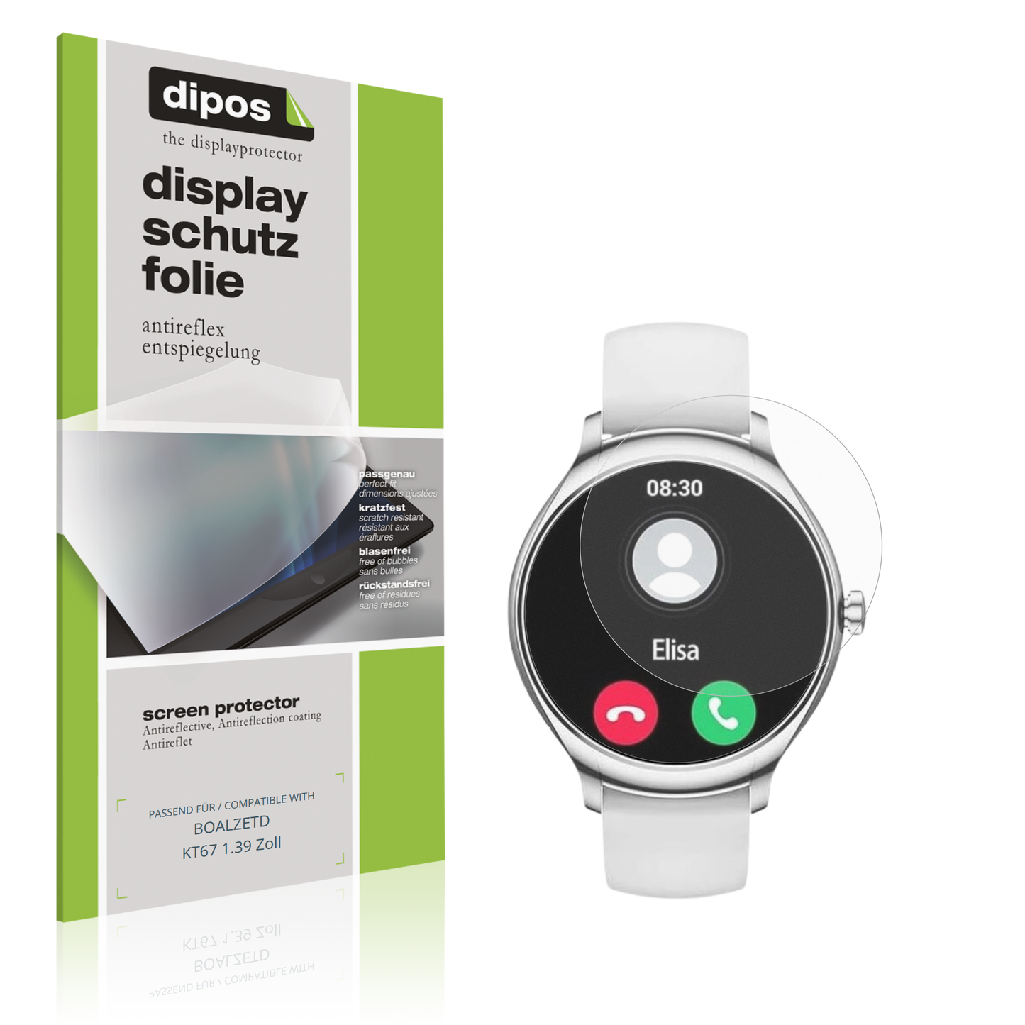 Matte Displayschutzfolie von dipos passend für BOALZETD KT67 1.39 Zoll, präziser Zuschnitt und blasenfrei montiert