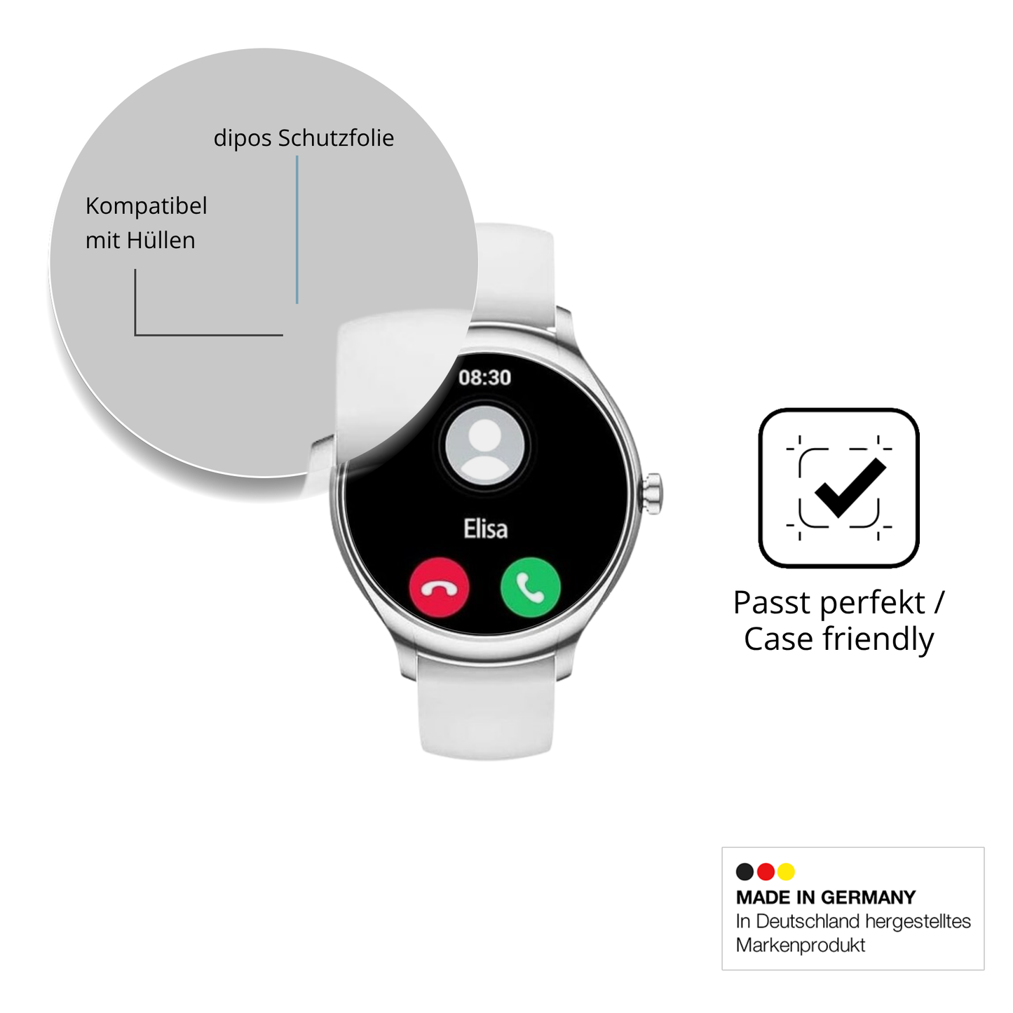 Schutzfolie mit optimaler Passform, zur Verwendung mit Hüllen geeignet