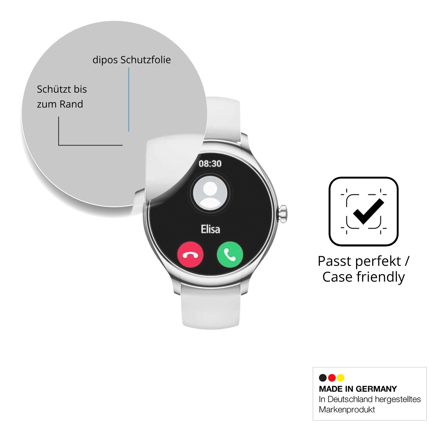 Schutzglasfolie mit optimaler Passform, zur Verwendung mit Hüllen geeignet